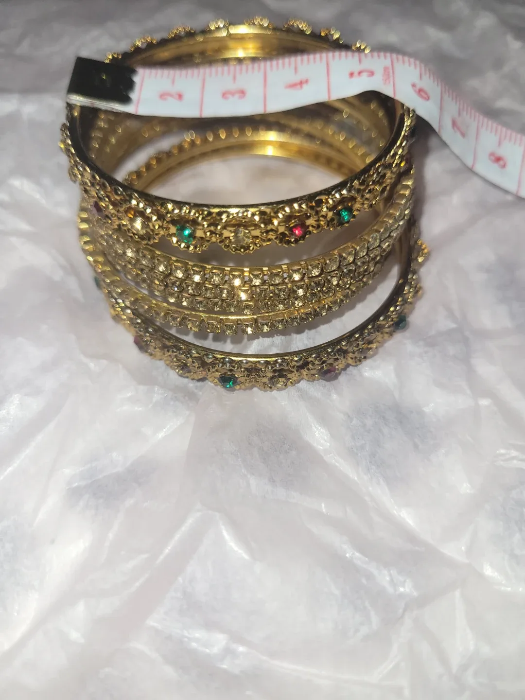 Gold Tone Bangle Set - 2.5 Inch Diameter image indicator(3)