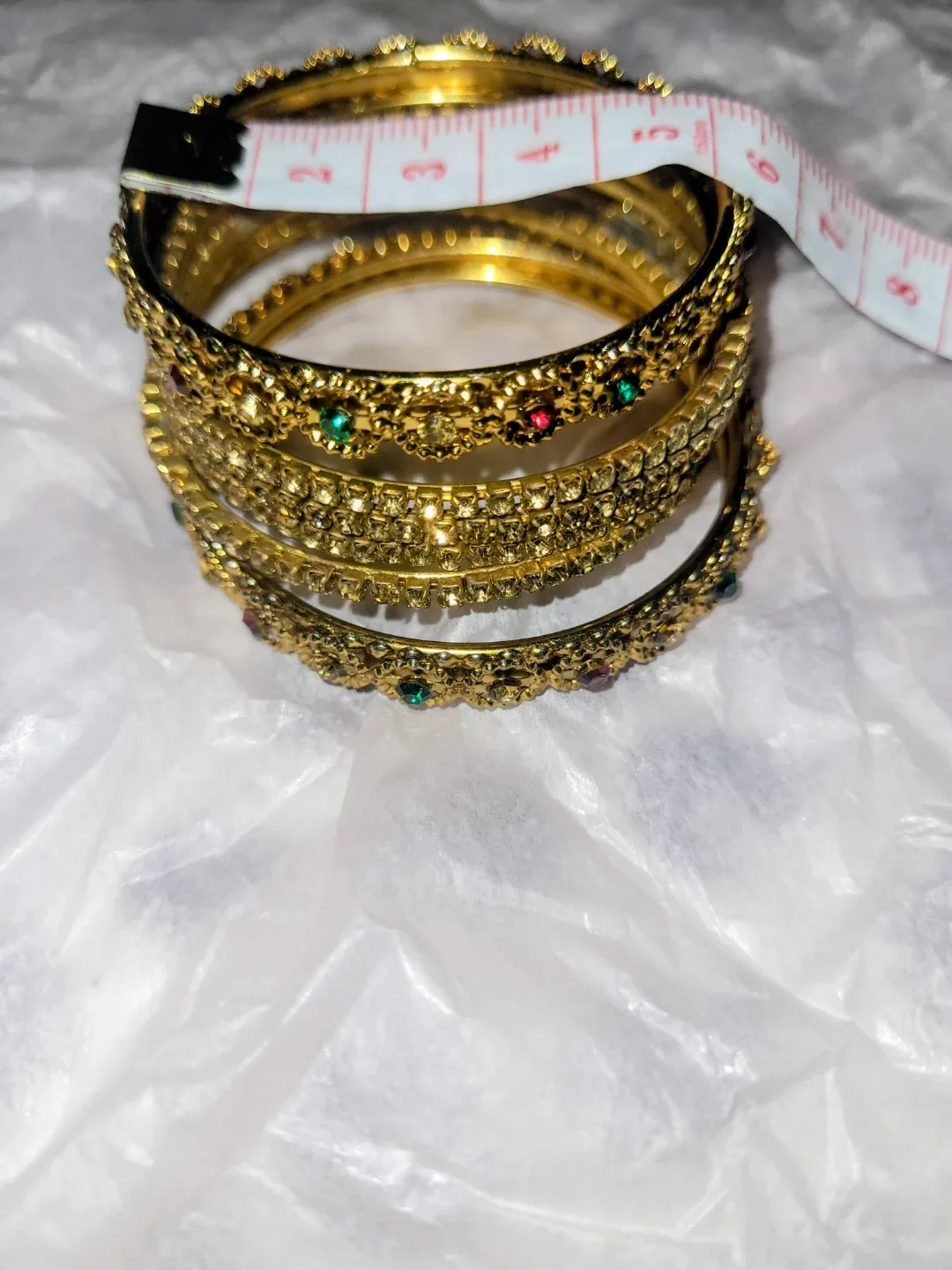 Gold Tone Bangle Set - 2.5 Inch Diameter image indicator(4)