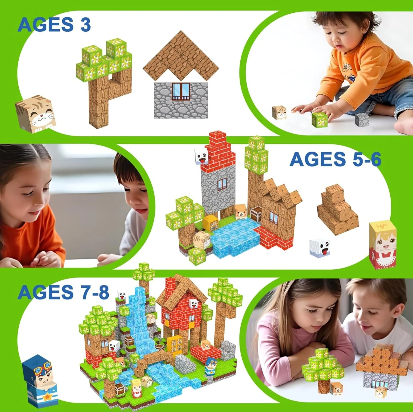 Magnetic Building Blocks - Minecraft Style - Ages 3+ - photo 3