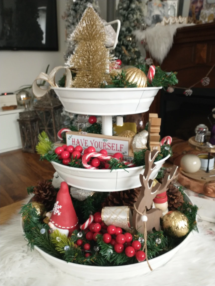 Christmas Themed Tiered Tray Decoration - photo 2
