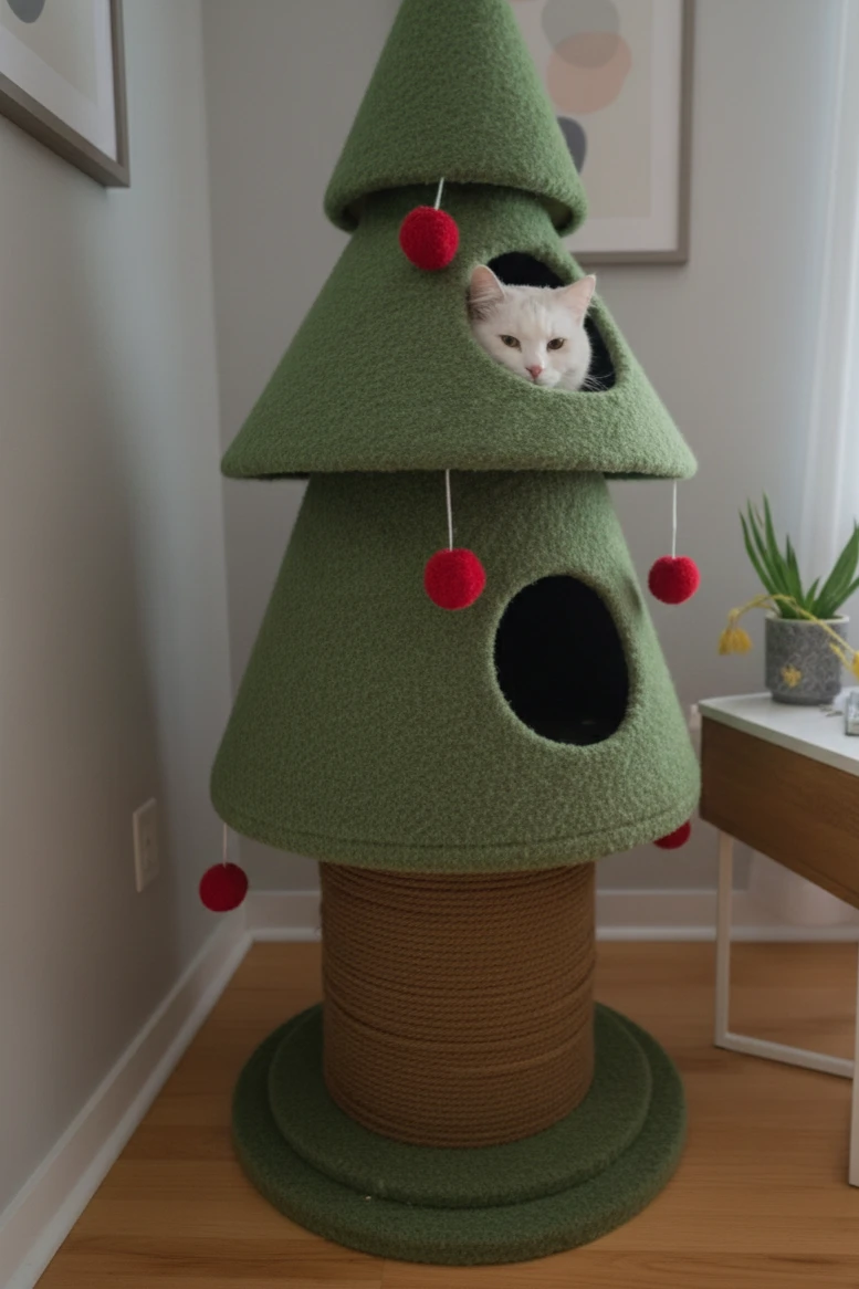 Cat Tree House, Green - photo 2