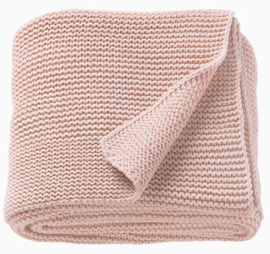 Pink Knit Throw Blanket