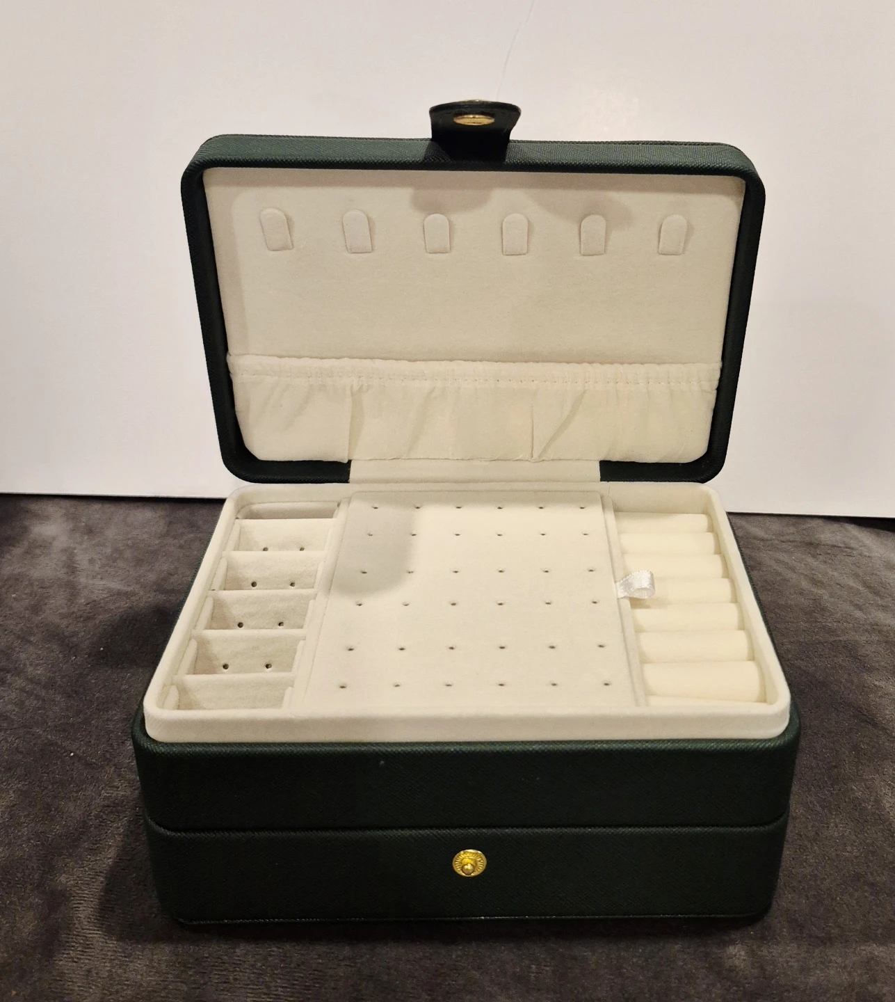 Green PU Leather Made Jewelry box Organizer, 3 Layers New - photo 4