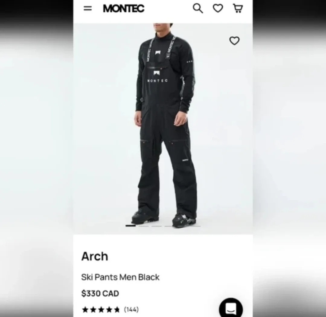 Men's Black Montec Arch Ski/Snowboard Pants