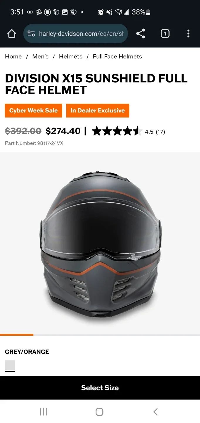 Harley-Davidson X15 Full Face Helmet(scorpion covert fx)