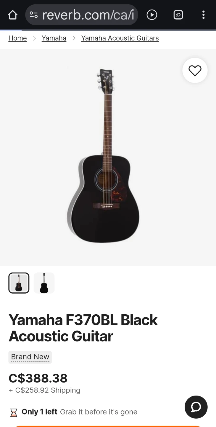 Yamaha F370BL Black Acoustic Guitar & Stand
