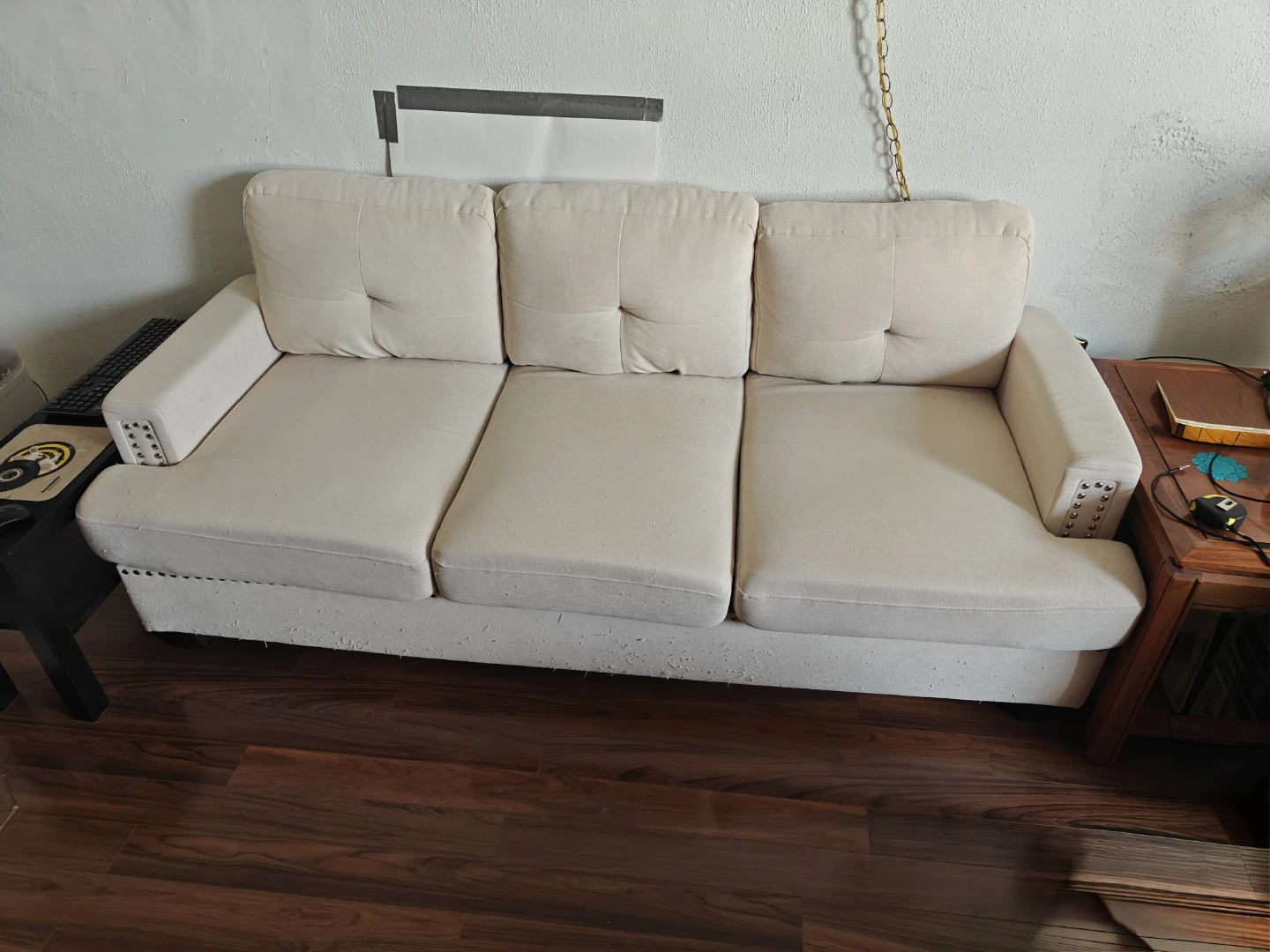 Beige Three-Seater Sofa