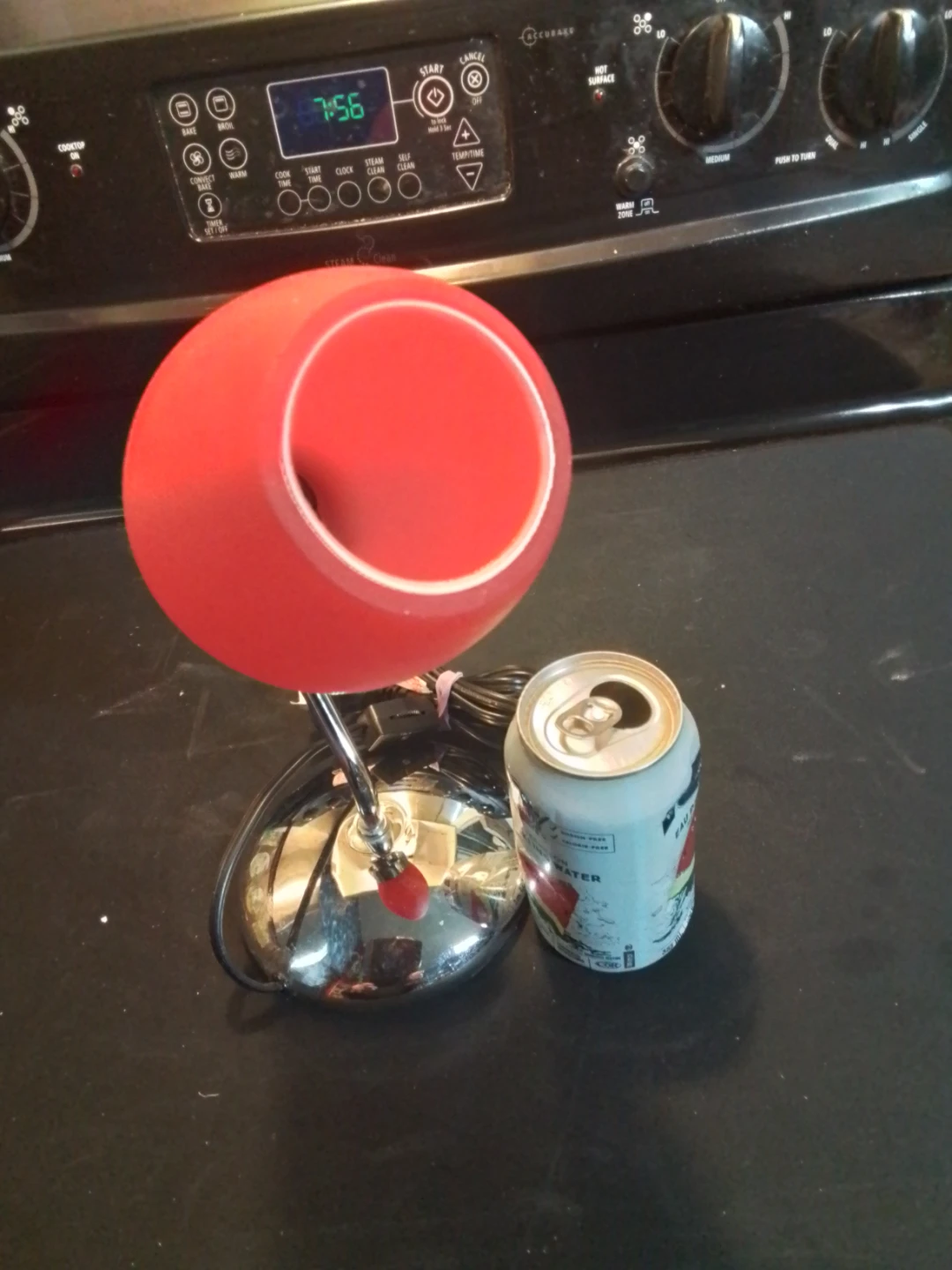Vintage Chrome Steam Red Glass Table Lamp - photo 2