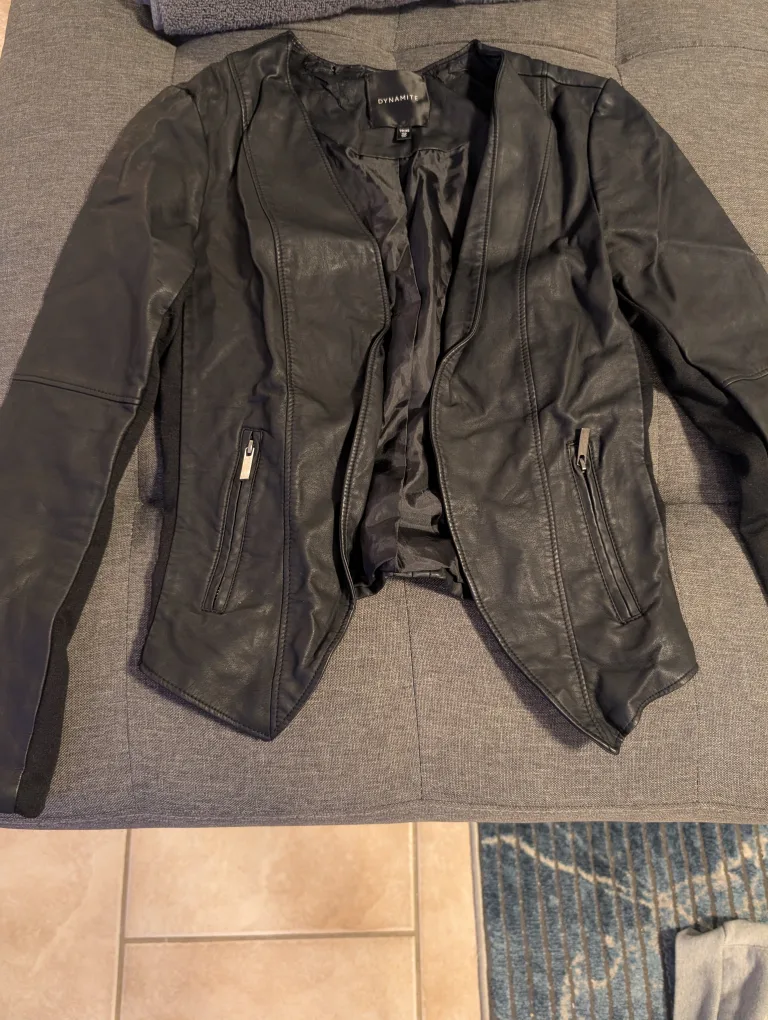 Dynamite Black Faux Leather Jacket - Size XS