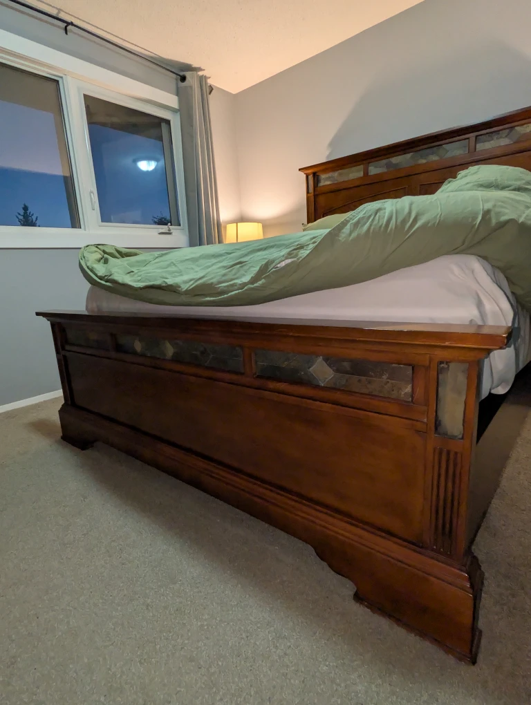 Wood Bed Frame with Stone Inlay - photo 2