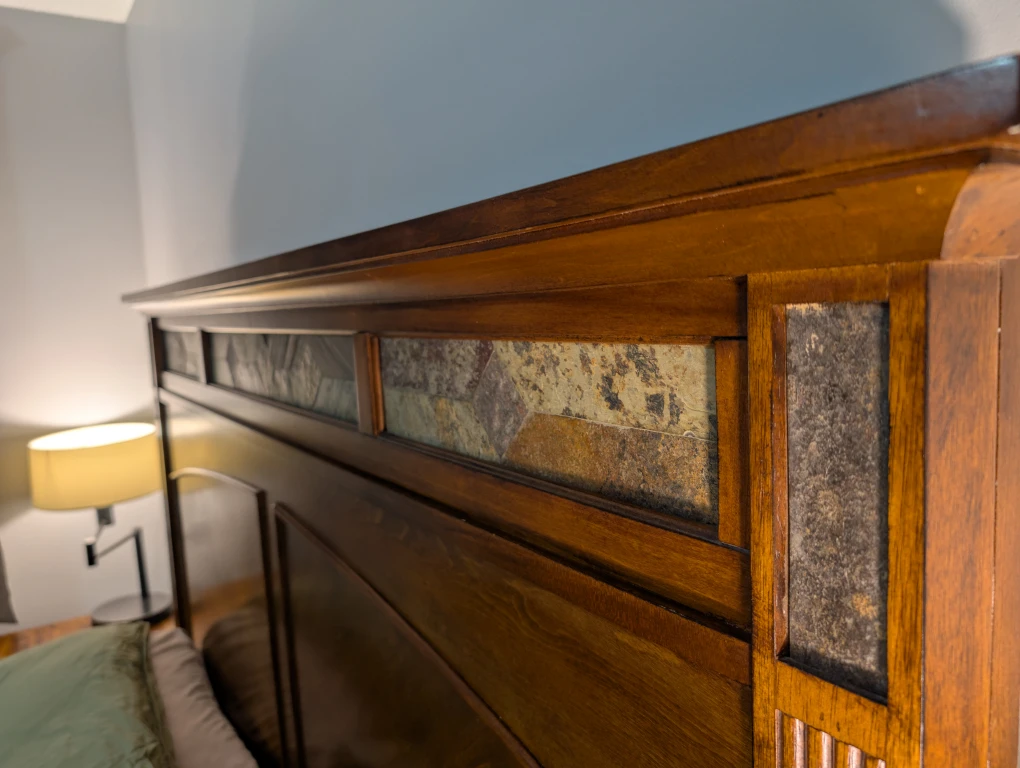Wood Bed Frame with Stone Inlay - photo 3