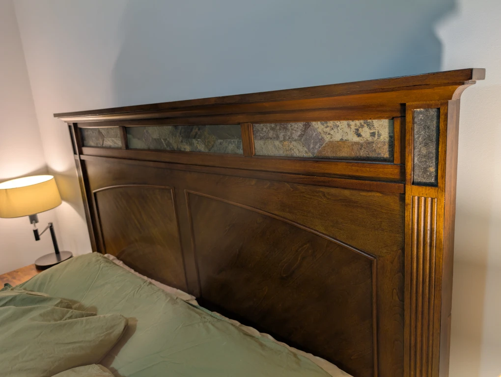 Wood Bed Frame with Stone Inlay - photo 4