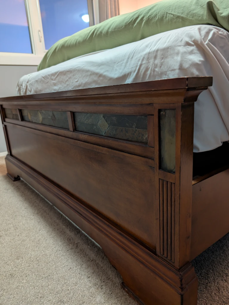 Wood Bed Frame with Stone Inlay - photo 5