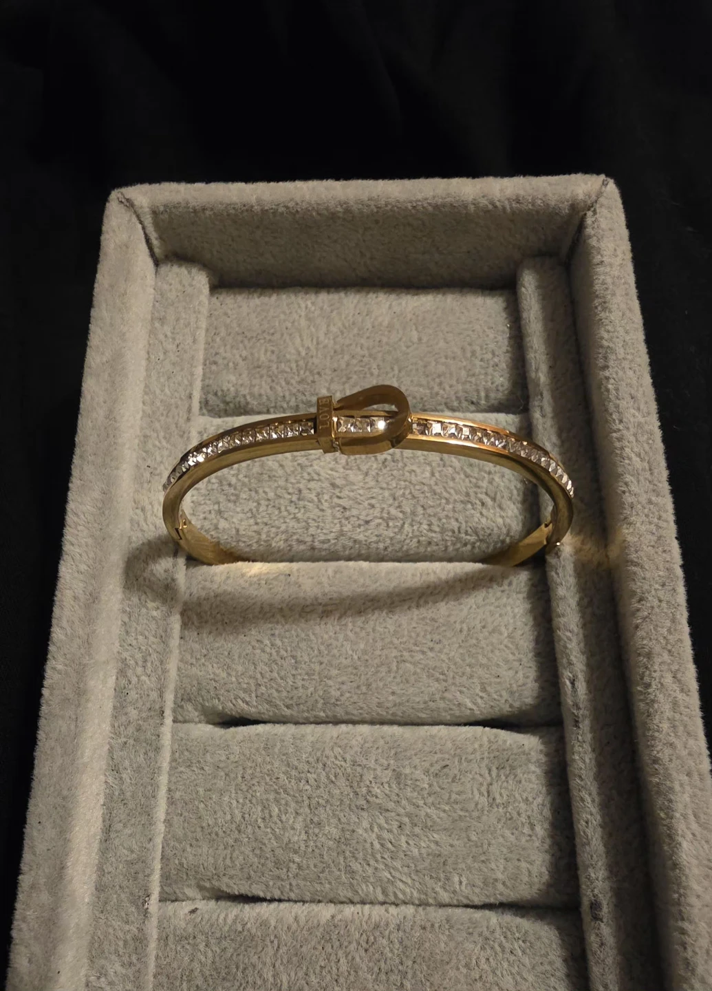 Gold Tone Crystal Buckle Bangle Bracelet - photo 3