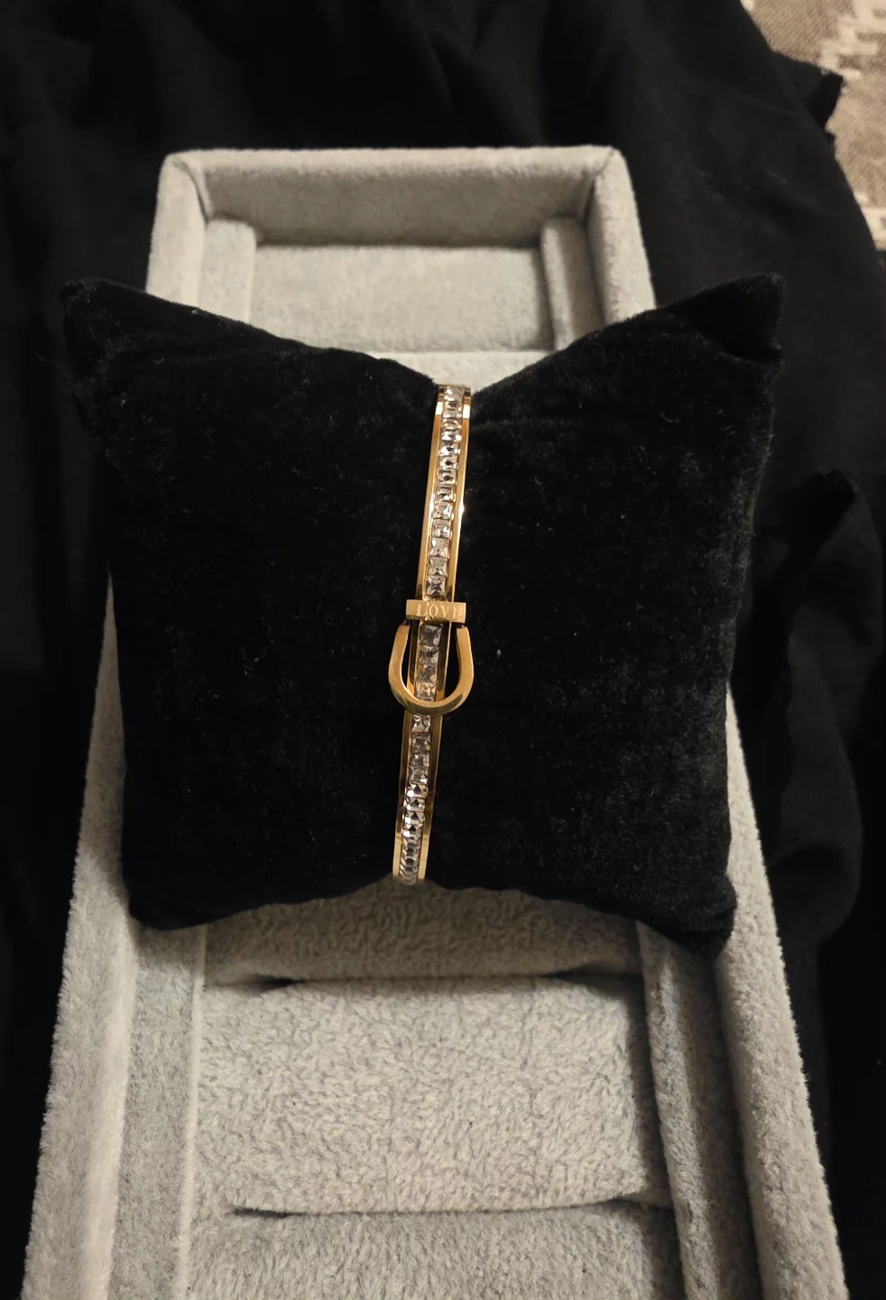 Gold Tone Crystal Buckle Bangle Bracelet - photo 4