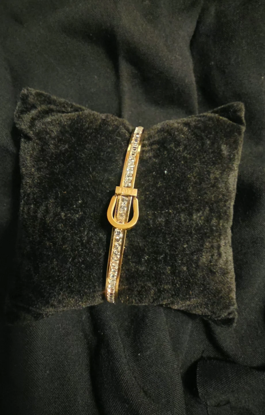 Gold Tone Crystal Buckle Bangle Bracelet - photo 5