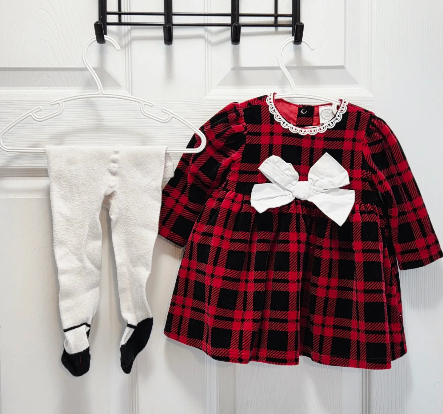 Like New Baby Girl Little Me Christmas Plaid Dress Outfit Set