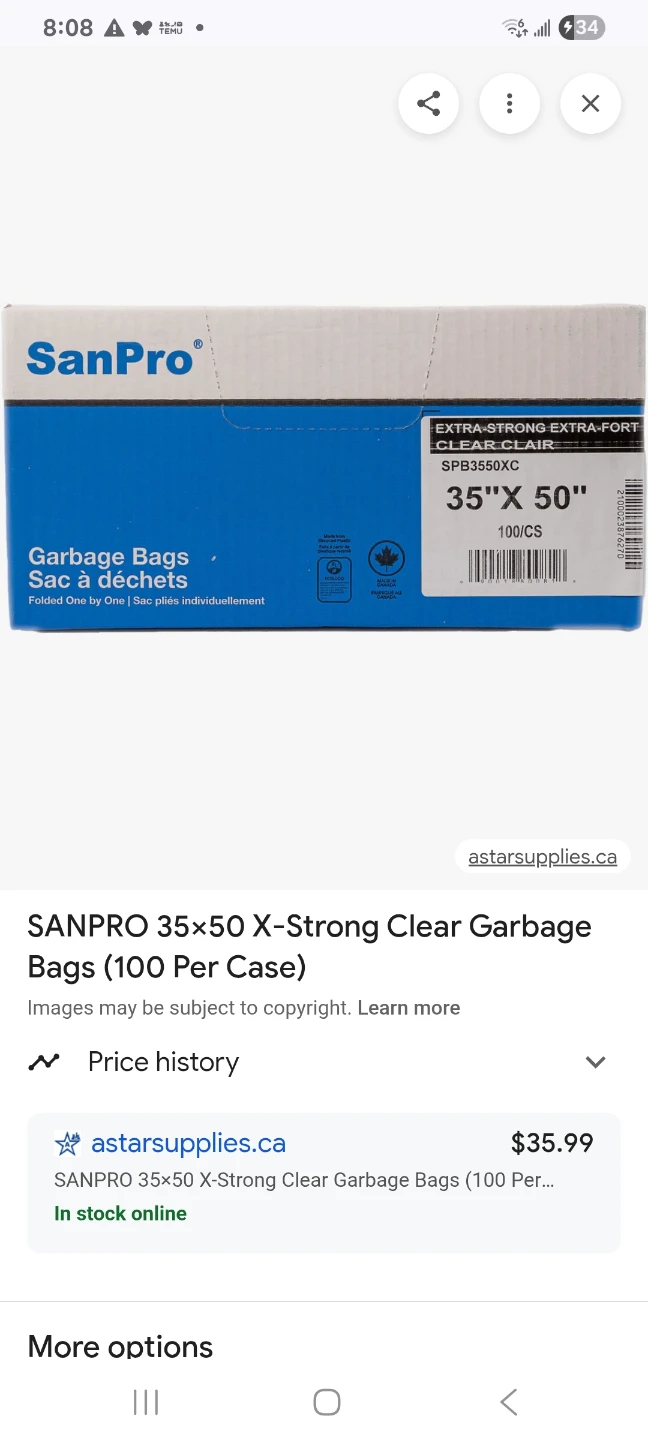SanPro 35x50 X-Strong Clear Garbage Bags