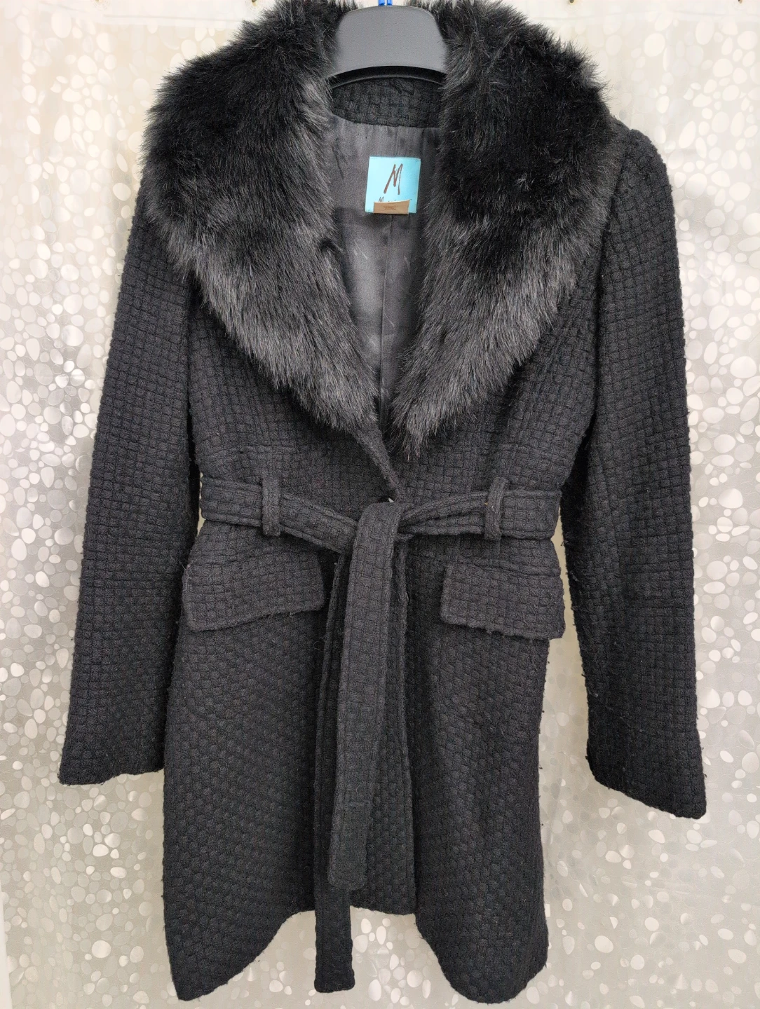 Marciano Black Wool Blend Coat - Size M