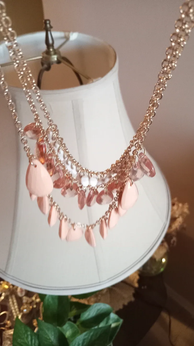 Layered Necklace with Pink and White Beads
