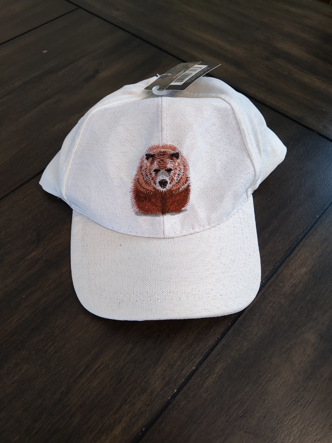 #gifting New White Baseball Cap with Bear Embroidery