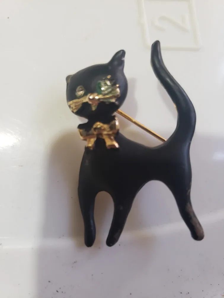 Vintage Black Cat Pin Brooch