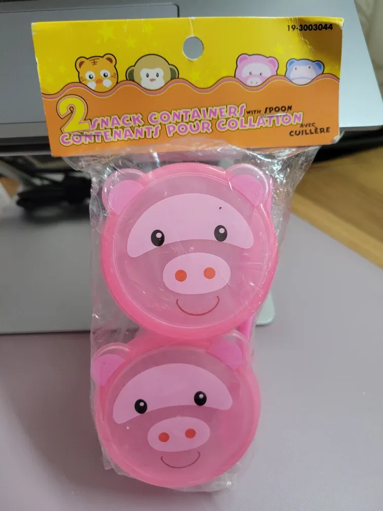 New Pink Pig Snack Containers with Spoon