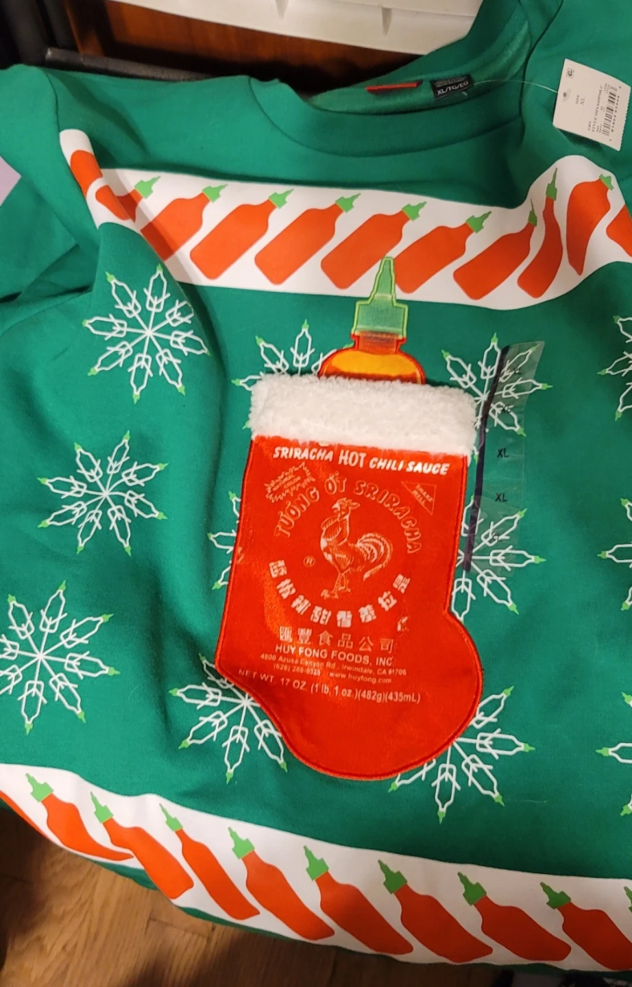 New Sriracha Hot Chili Sauce Christmas Sweater - XL - photo 3