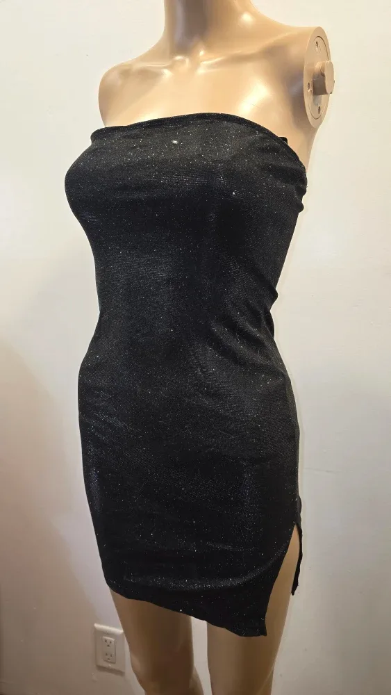Black Strapless sparkle Mini Dress xs #Cleanout