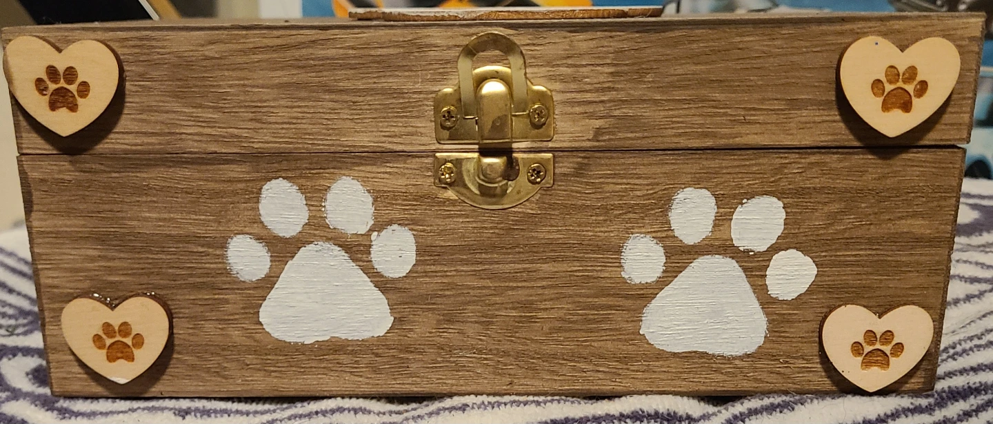 Wooden Pet Keepsake Box with Paw Prints