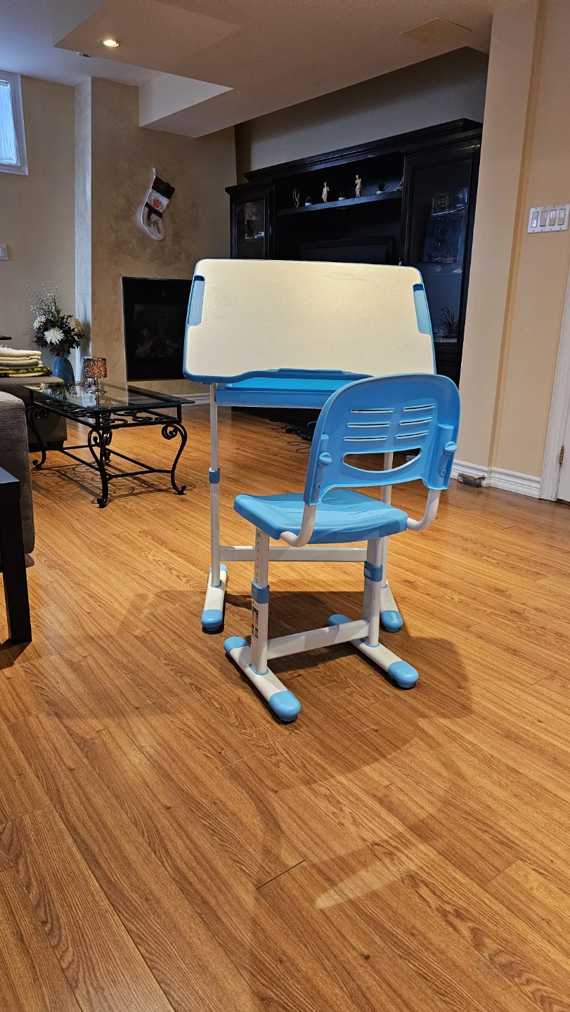 Adjustable Kids Desk and Chair Set - Blue & White - photo 2
