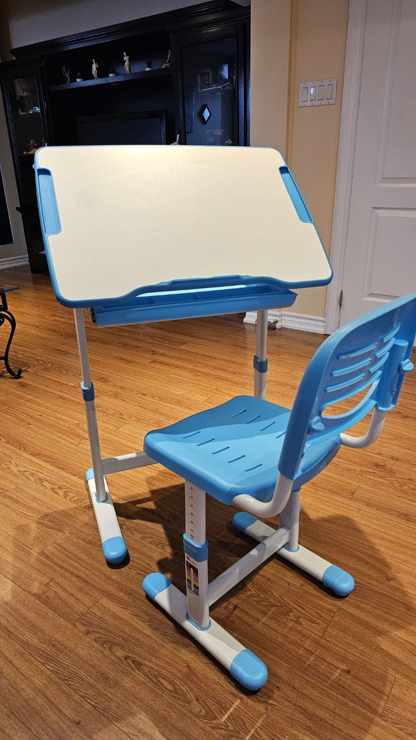 Adjustable Kids Desk and Chair Set - Blue & White - photo 3