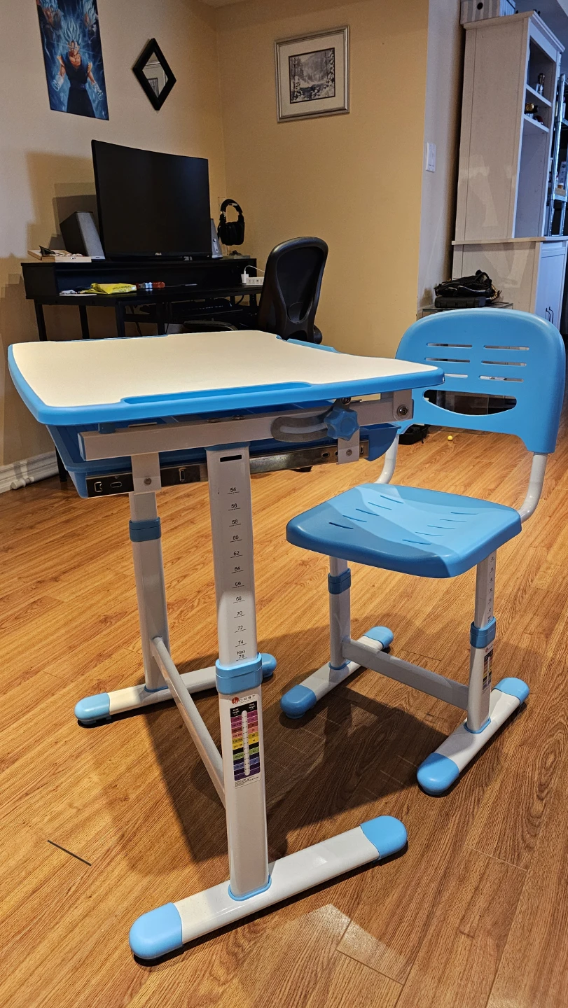 Adjustable Kids Desk and Chair Set - Blue & White - photo 4