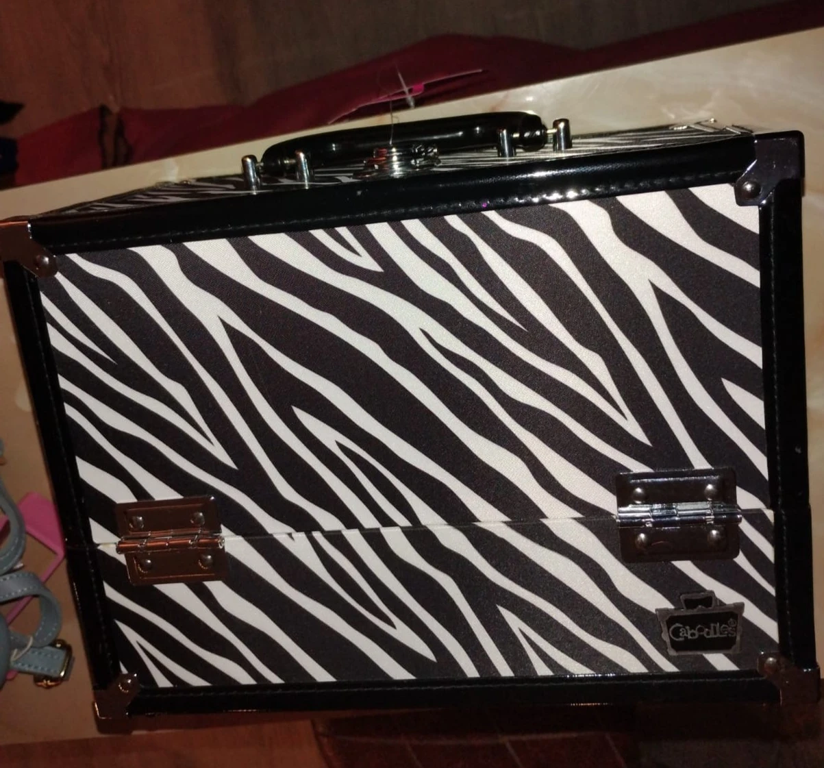 New w Tag Giftable - Caboodles Zebra Print Cosmetic Train Case
