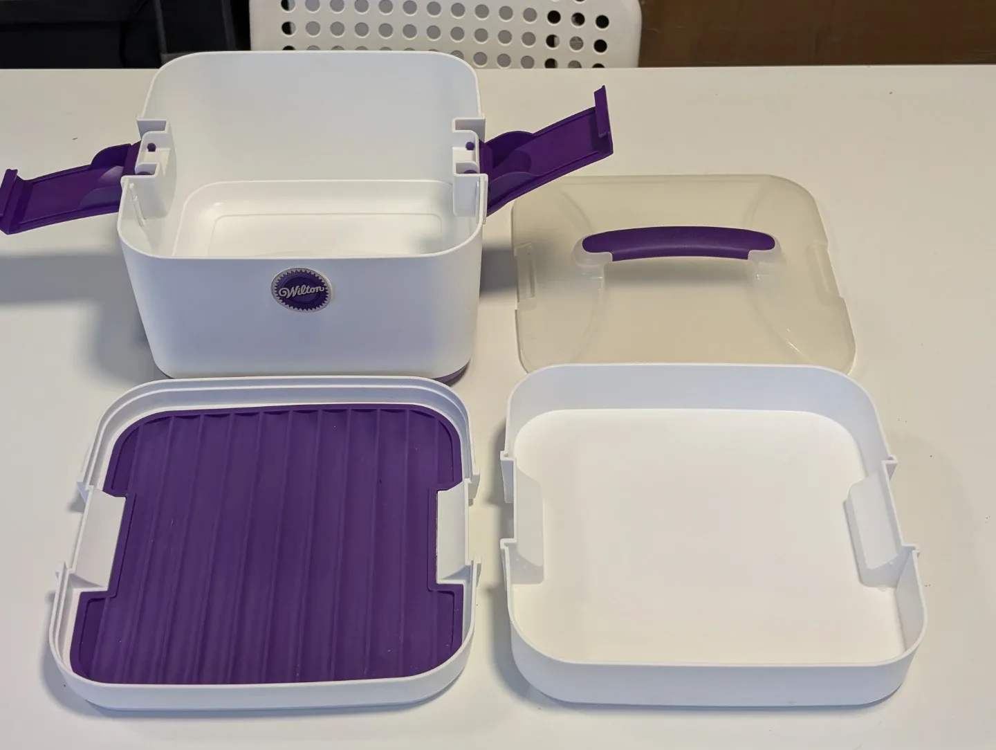 Wilton Cake decorating tools storage Carrier - Purple & White image indicator(2)