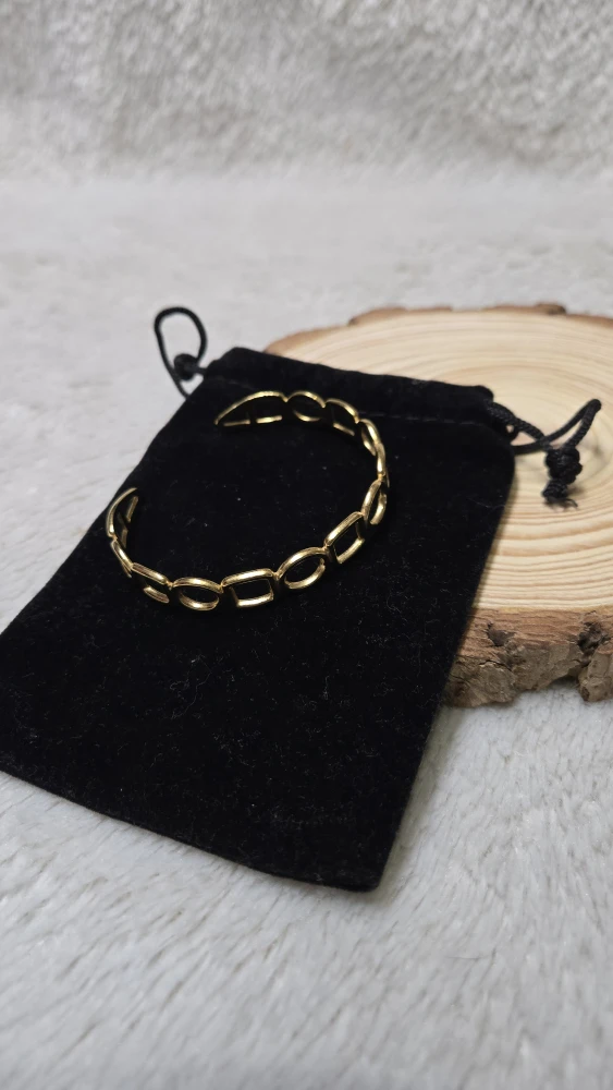 Stainless steel shape pattern Gold plated Bangle - photo 2