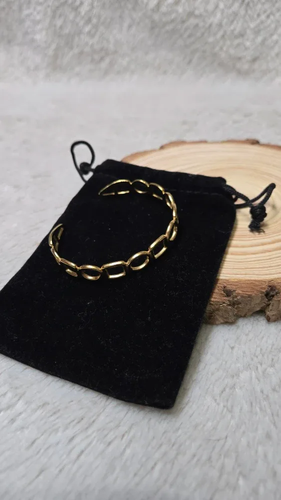 Stainless steel shape pattern Gold plated Bangle image indicator(2)