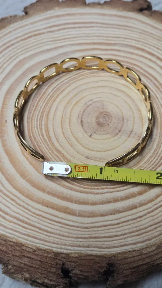 Stainless steel shape pattern Gold plated Bangle image indicator(4)