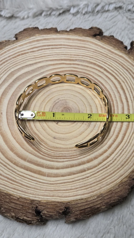 Stainless steel shape pattern Gold plated Bangle - photo 5