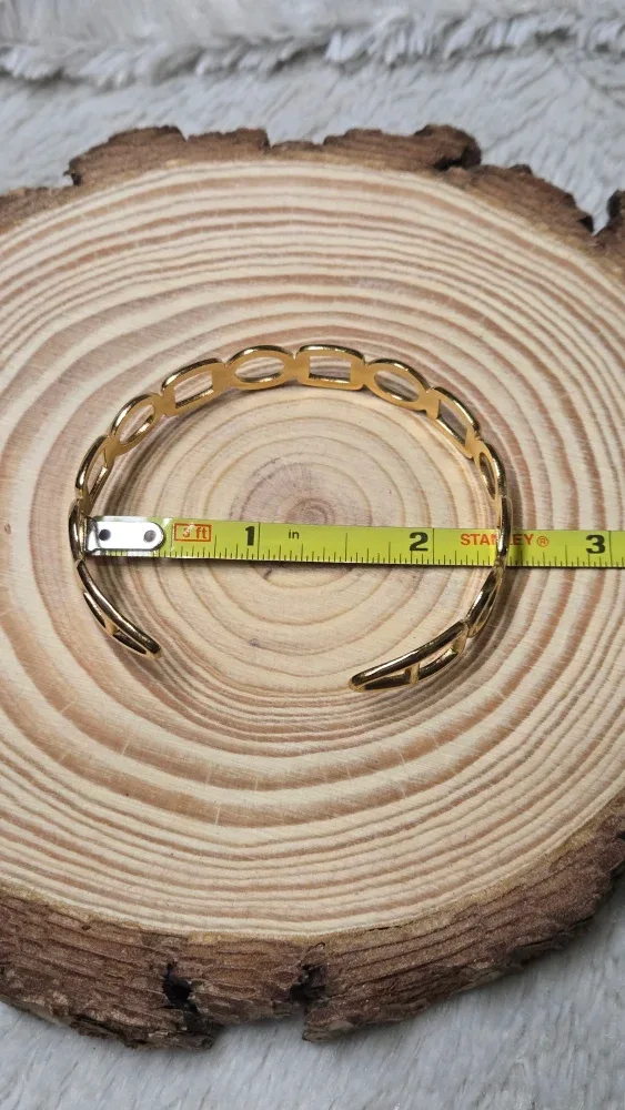 Stainless steel shape pattern Gold plated Bangle image indicator(5)