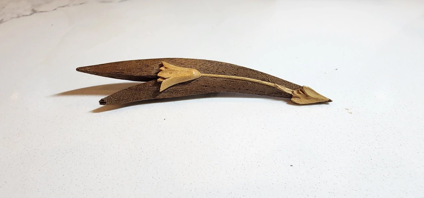 Hand Carved Wooden Flower Brooch - photo 2