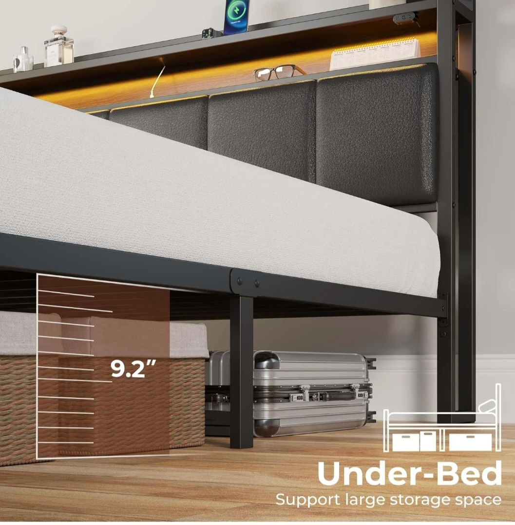 King Size Bed Frame with LED Lights and mattress - photo 3