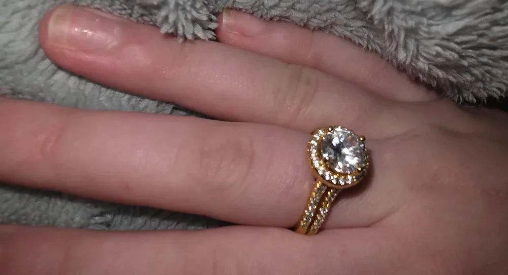 Gold Coloured Ring with Gemstone