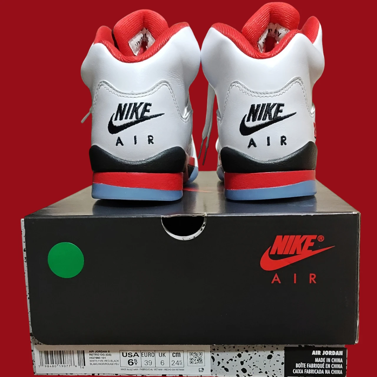 *NIB* 6.5Y — Nike Air Jordan 5 Retro "White/Fire Red-Black" - photo 4