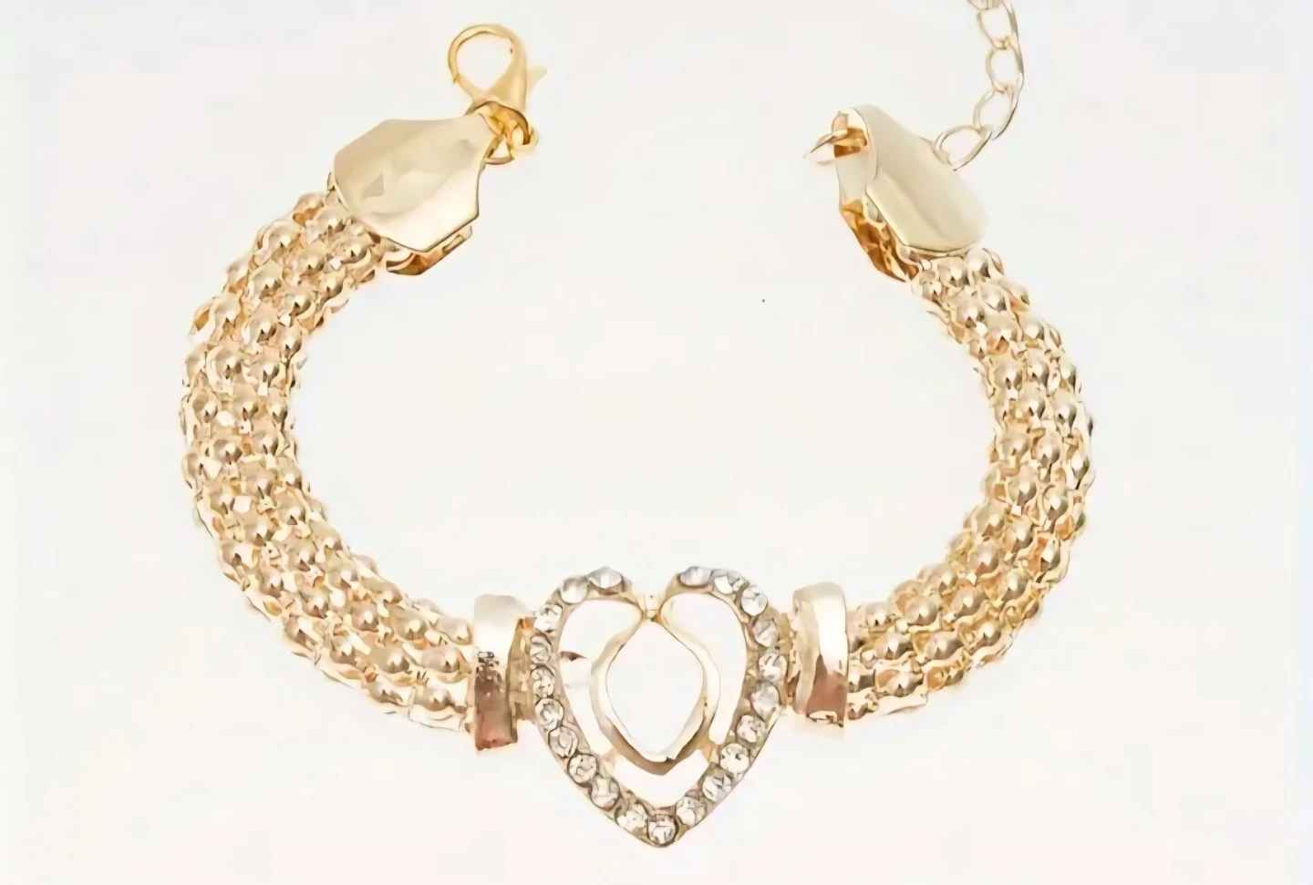 Gold Tone Heart Jewelry Set - Necklace, Bracelet, Ring, Earrings - photo 4