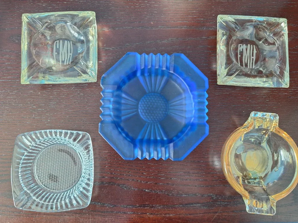 Vintage Glass Ashtrays - Set of 5