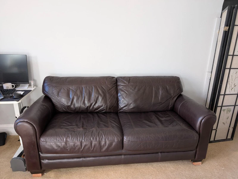 Brown Leather Sofa - photo 4