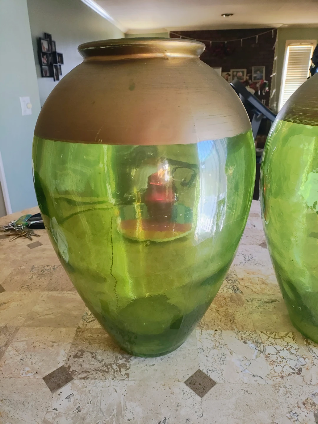 2 Large Green Glass Vase - photo 2