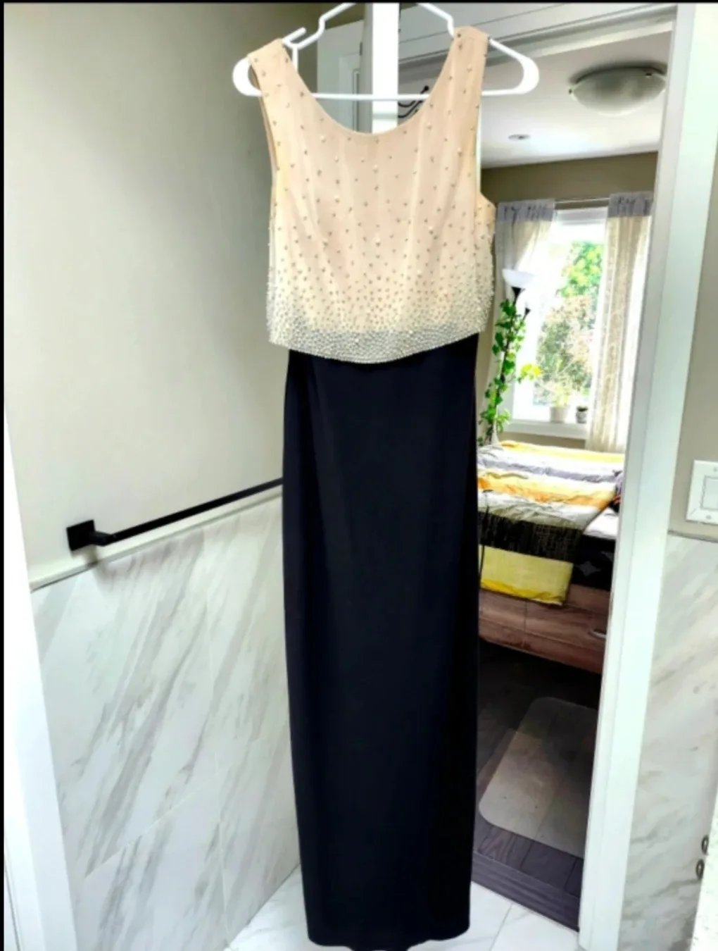 Melanie Lyne Elegant Beaded Top Black Dress