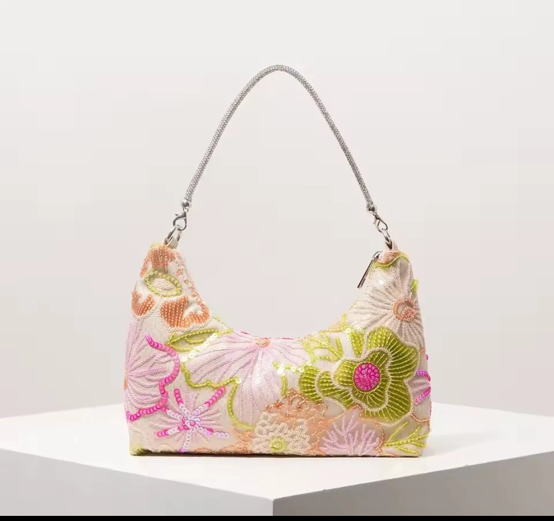 Beautiful colorful floral sequin purse